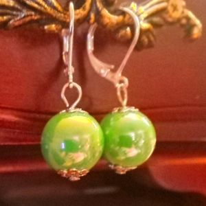 A pair of Green Pearl Bead earrings